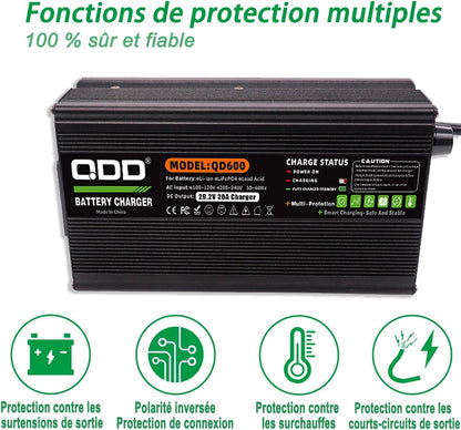 LiFePO4 Acculader – Batterijlader – Oplader – Accuvoeding – 24V Lader – 20A Laadstroom – Aluminium Behuizing Met Veiligheidsbescherming