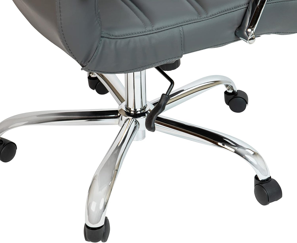 Flash Furniture Whitney Bureaustoel met hoge rugleuning - grijs LeatherSoft Executive draaibare bureaustoel met chroom frame - draaibare fauteuil