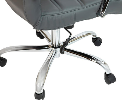 Flash Furniture Whitney Bureaustoel met hoge rugleuning - grijs LeatherSoft Executive draaibare bureaustoel met chroom frame - draaibare fauteuil
