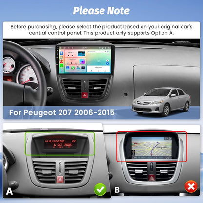 Autoradio Peugeot 207 – Multimedia Systeem – Auto Radio – Navigatie Systeem – DAB Radio – Android 13 – 9 Inch Touchscreen – Draadloze CarPlay & Android Auto