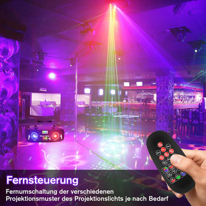 Disco Light Party Light, 3D RGB Animation DMX Effect Spotlight, LED Light, Music Controlled DJ Projector, For Karaoke, Family Gatherings, Wedding, Birthday, Halloween - QUORE