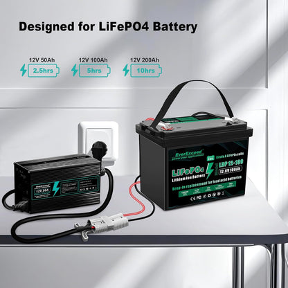 12V 20A LiFePO4 Batterijlader – Lithium Batterij Oplader – Acculader – Lithium Acculader – Camper Batterijlader – Snelle Oplaadtijd – Meervoudige Beveiliging