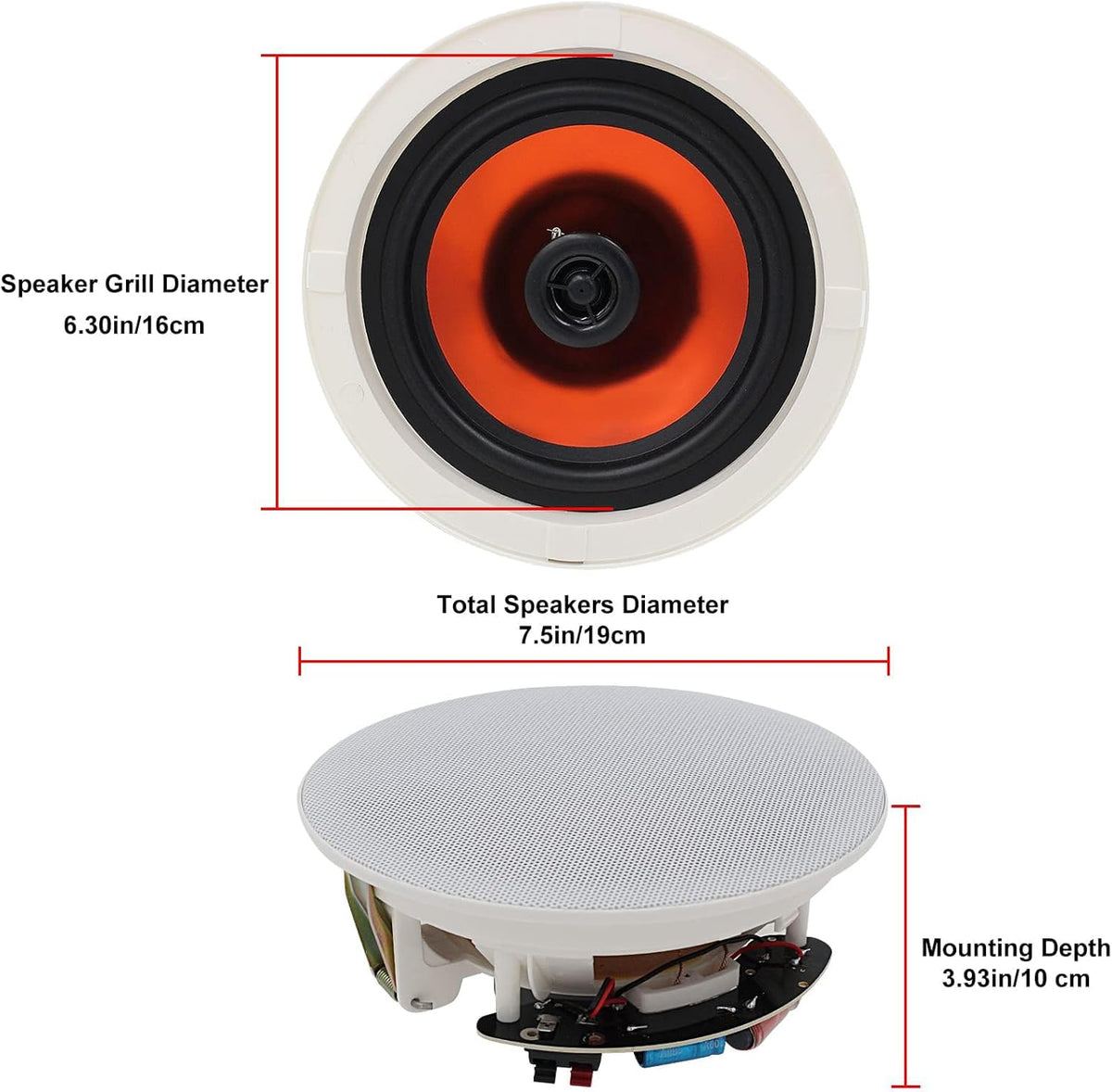 Plafondluidsprekers Set van 4 – Inbouw Speakers – Inbouw Luidsprekers – Plafond Speakers – Muur Speakers – Bluetooth 5.0 Met TWS-Koppeling – 6,5 Inch Woofer, 150 Watt Per Speaker
