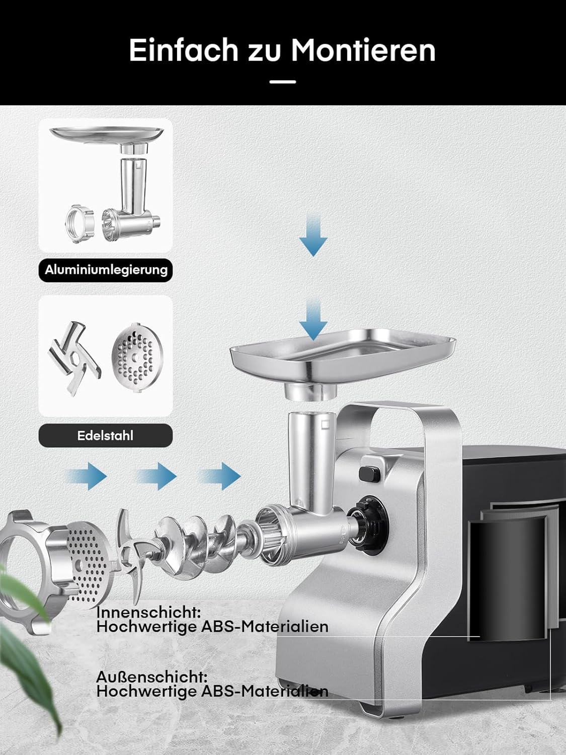 Elektrische Vleesmolen – Gehaktmolen – Vleesmolen – Hakmolen – Worstvuller – 700W Motor, 5-in-1 Multifunctioneel
