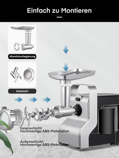 Elektrische Vleesmolen – Gehaktmolen – Vleesmolen – Hakmolen – Worstvuller – 700W Motor, 5-in-1 Multifunctioneel