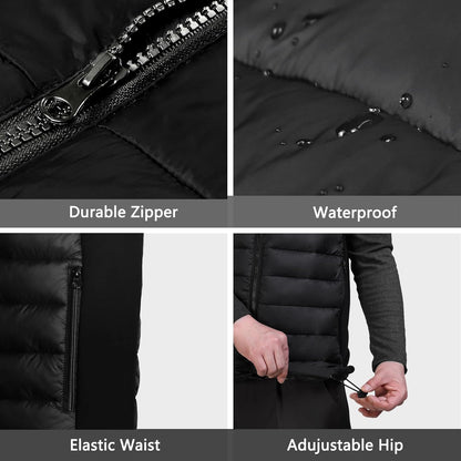 Verwarmd vest voor heren, elektrisch thermo-vest, met 10.000 mAh accu, 3 temperatuurniveaus, ideaal voor werk in de open lucht, wandelen, vissen, winter