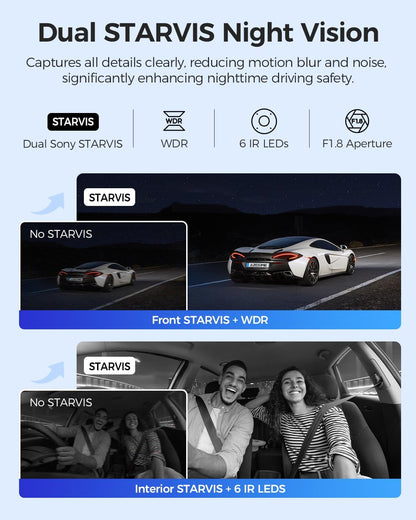 AZDOME 3 lens dashcam 4K+1080P+2.5K auto camera met wifi, GPS, 4K camera voor, super nachtzicht, parkeerbewaking, loopopname, WDR, G-sensor, 3,19 inch IPS-scherm voor Taxiis (M550 MAX)