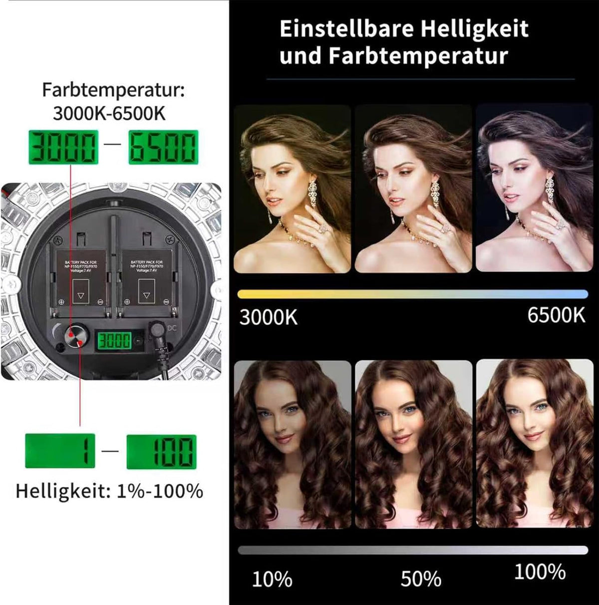 LED-softbox – Softbox – Fotolamp – Videolicht – Studiolicht – Handheld Met Handgreep – 55 Cm 60 W – Instelbare Kleurtemperatuur 3000-6500K