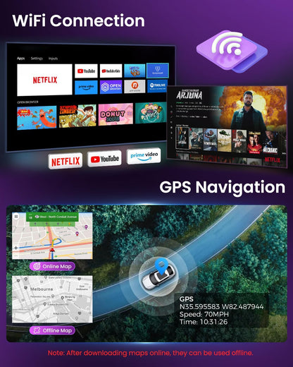 4+64G Android 15 autoradio voor Hyundai i10 2007-2013 met draadloze CarPlay Android Auto, 9-inch scherm, ondersteunt FM, RDS, 32EQ, GPS, Bluetooth, WiFi, SWC, AHD en achteruitrijcamera.