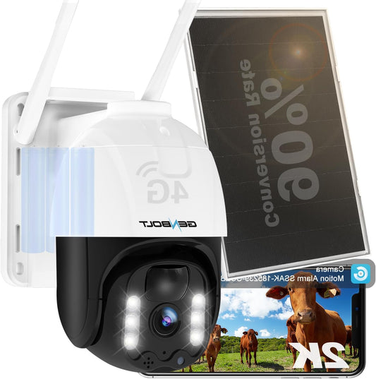 4G Beveiligingscamera – Draadloze Camera – Buiten Camera – Solar Camera – Simkaart Camera – PTZ Met 355° Pan & 90° Tilt – Kleurennachtzicht & PIR Bewegingsdetectie - QUORE