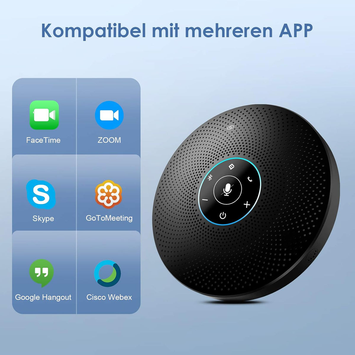 eMeet M2 Max Bluetooth conferentieluidspreker met 4 AI-microfoons, voor 10-15 personen, full duplex oproep, conferentiemicrofoon met AUX, dongle, plug & play, voor Skype, zoom enz.