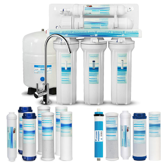 Geekpure 5-stage reverse osmosis drinking water filter system 75GPD - Plus additional 7 filters - QUORE
