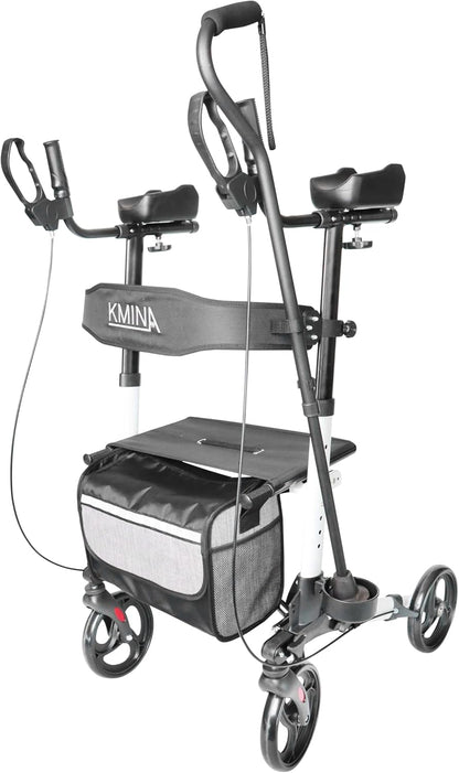 KMINA - Rollator met Armschalen en Zitje, Opvouwbaar voor Senioren, Aluminium voor Binnen- en Buitengebruik, met Mandje