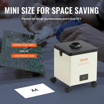 VEVOR Losrookafzuiging, 100 W, lasrookafzuiging, 240 m³/uur, mini-desktop, soldeerreiniger, 5800 omw/min, 3-traps filter, soldeerrook, afzuiging voor soldeerstation, laswerkzaamheden