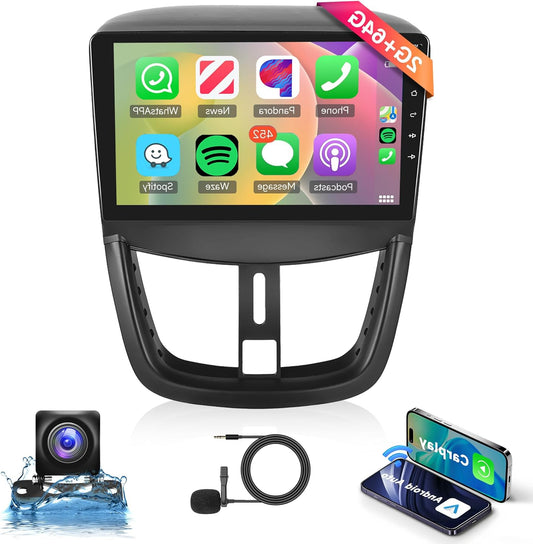 2G + 64G Android Car Radio 2 Din for Peugeot 207 2006-2015 with Wireless Apple Carplay Android Car Navi GPS WiFi 9 inch Car Radio with Mirror Link Bluetooth FM/RDS DAB/OBD/DVR/HiFi/SWC - QUORE