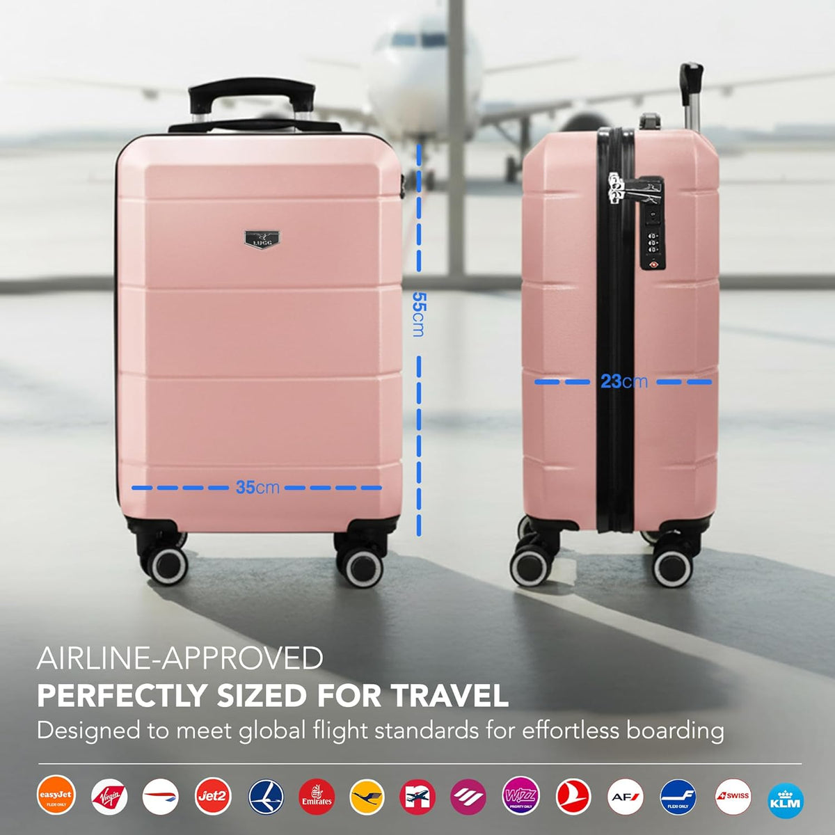 LUGG Jetset 3-delige hardcase-kofferset, 50,8 cm, 63,5 cm, 29, robuust en licht, met TSA-veilige sluiting, gladde 360°-wielen, binnenvakken, goedgekeurd door bedrijven