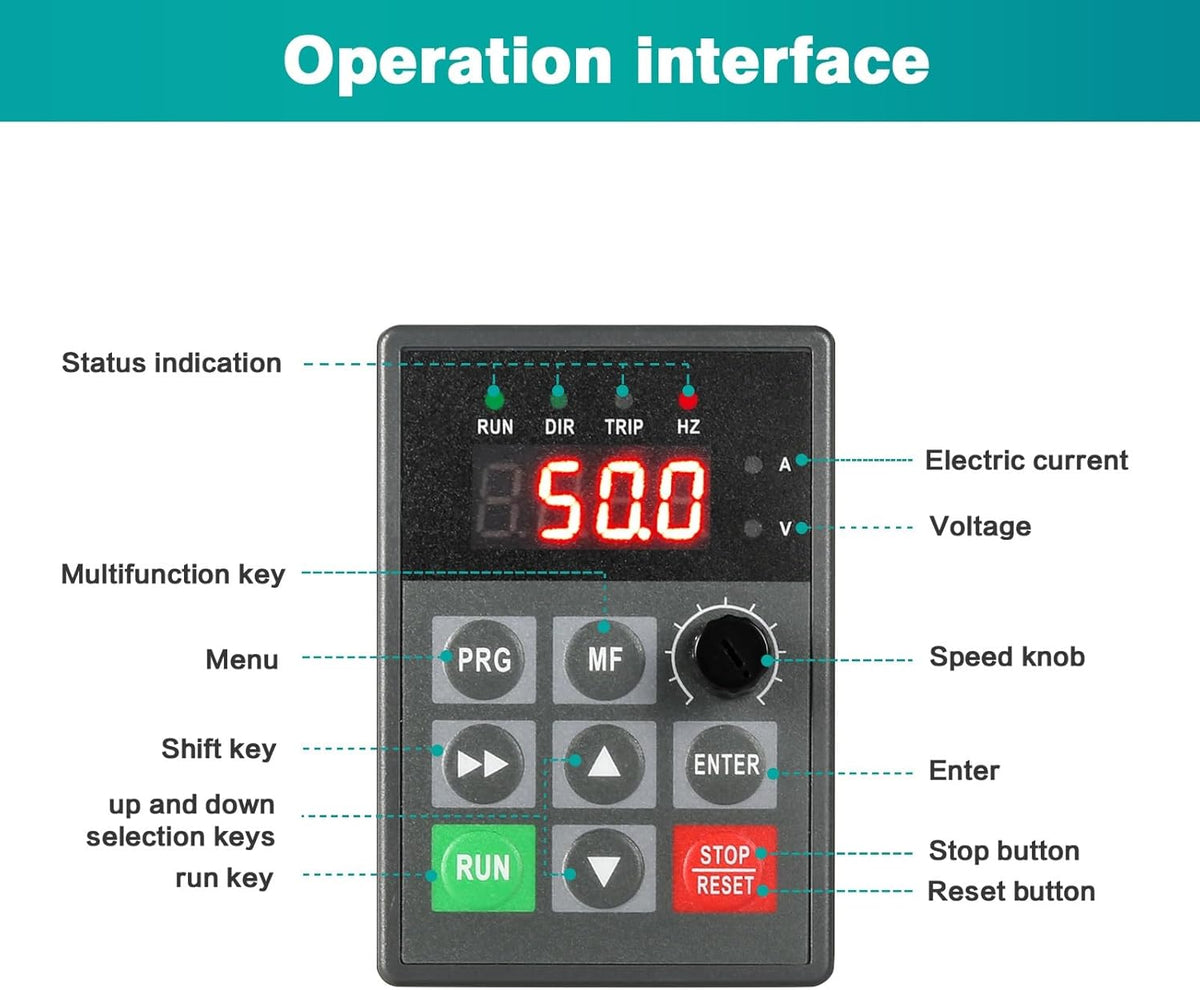 Jadeshay VFD-omvormer, 2,2 kW, 220 V, eenfasige naar driefasige converter, frequentieomvormer voor 2,2 kW motortoerentalregeling