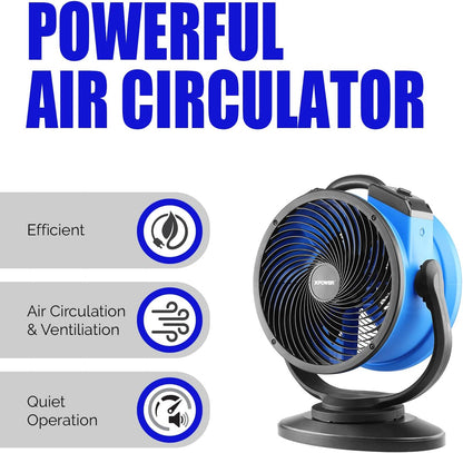 XPower Krachtige industriële hogesnelheidsluchtbeweger voor de hele ruimte, luchtcirculator, multifunctionele vloerventilator met variabele snelheid (blauw, FC-300S 1600CFM)