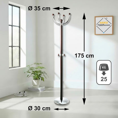 HAKU Kapstok chroom, tabak, metaal - Maat: H 175 cm x Ø 35 cm, Stijl: Eigentijds