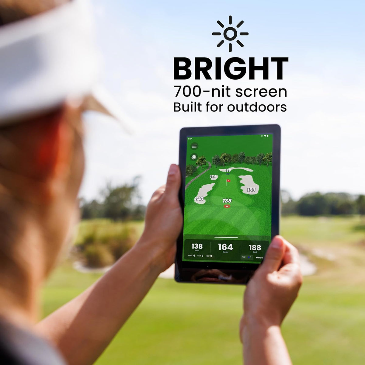 Pinned Golf Het Caddie draagbare golf GPS-apparaat - in zonlicht leesbaar 8 inch scherm, 45.000+ banen, waterdicht, touchscreen golf GPS-handheld met geavanceerde analyse, geen kosten