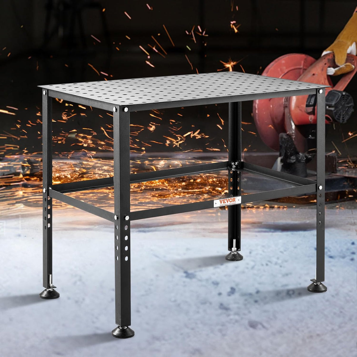 VEVOR Lastafel 91,4 x 61 cm, 360 kg capaciteit lassen werkbank tafel, zware werkbank met 1,6 cm armatuur gaten en antislip voetpads voor lassen, assemblage, reparatiewerkzaamheden