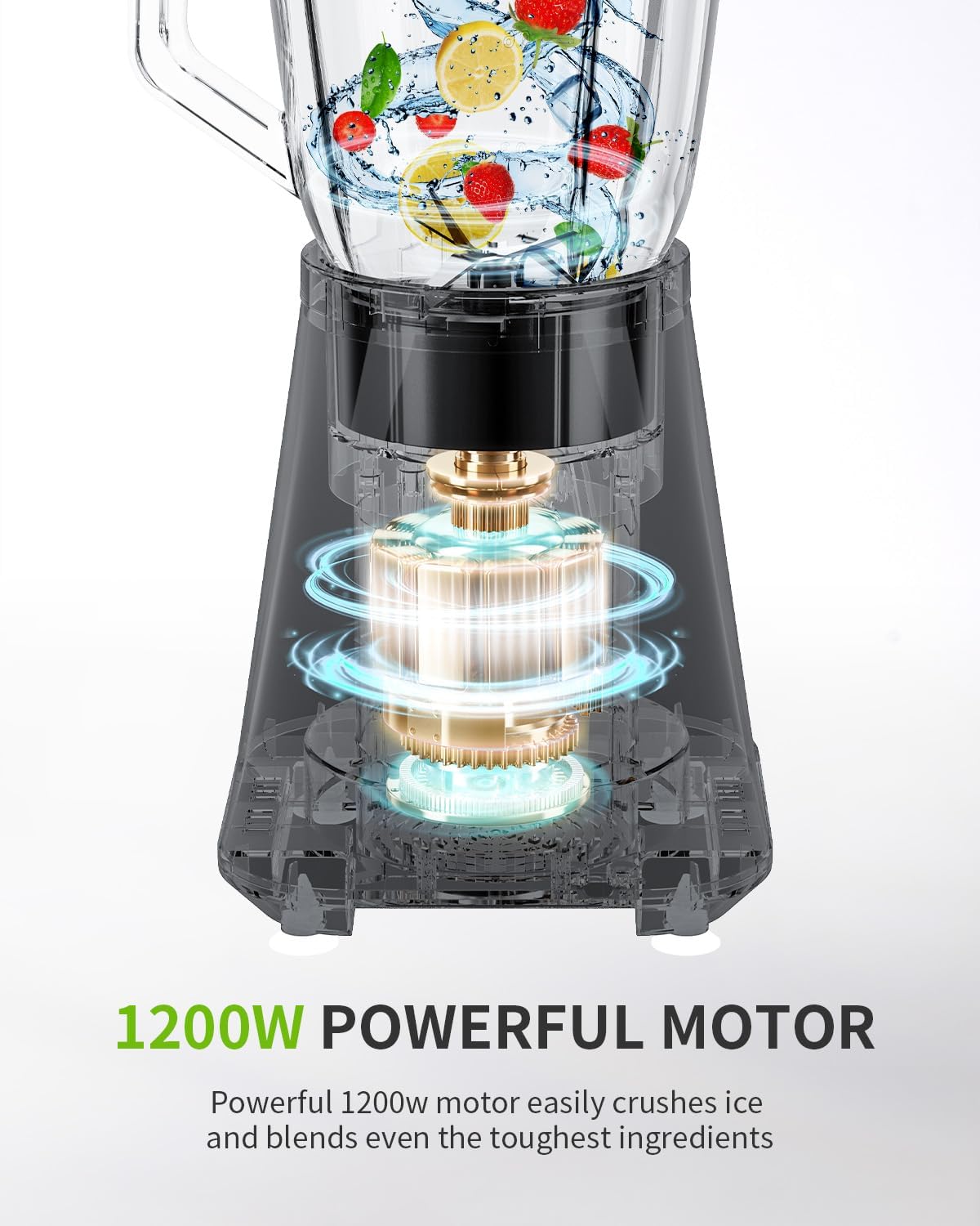 GDOR 1200 W blender glas 2-1 mixer smoothie maker met 1,5 l glazen kan en 650 ml reisbeker 3 snelheden high-performance mixer professionele blender voor smoothies shakes bevroren dranken sauzen