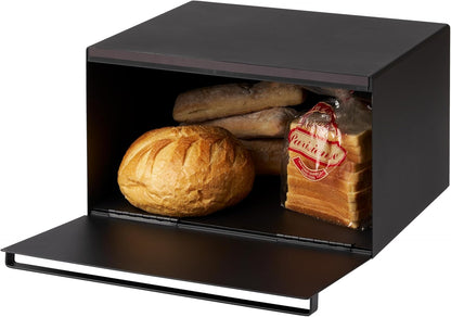 Yamazaki 4353 TOWER Bread Case, black, Steel, 40 x 34.5 x 24 cm