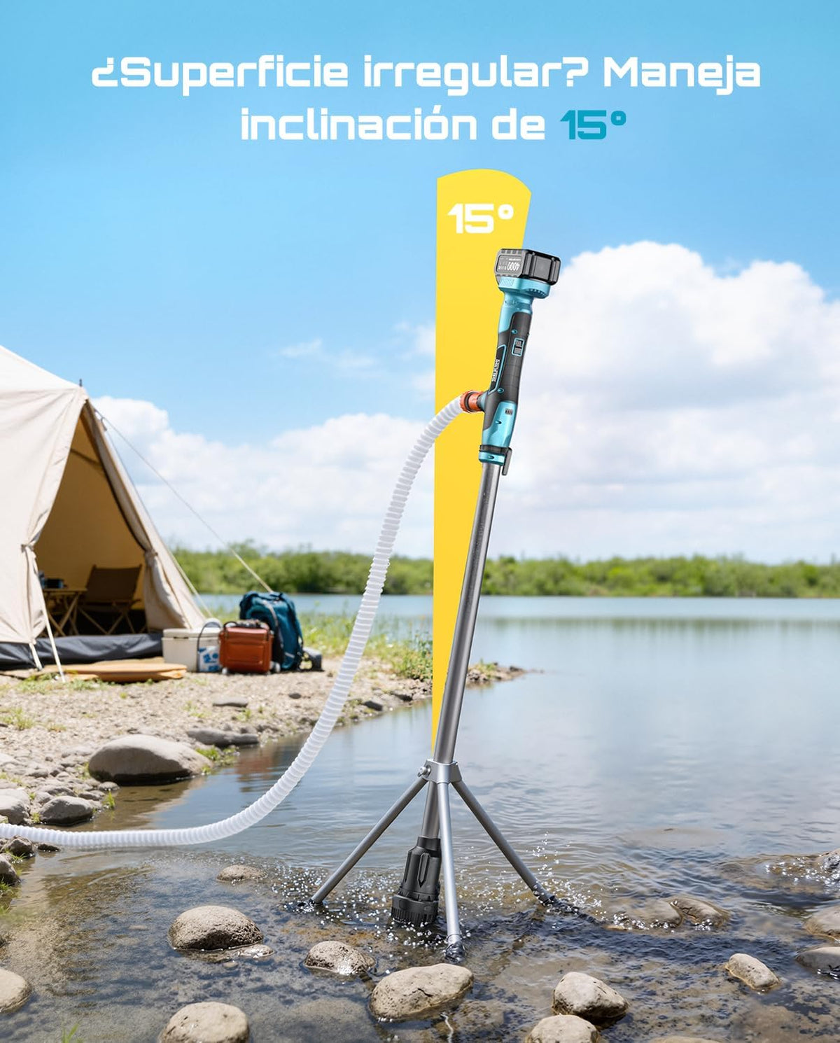 Seesii Regentonpomp draadloze staaf waterpomp met statief
