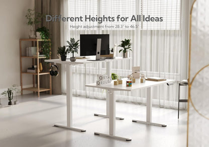 Claiks Electric Sit-Stand Desk - 100 x 61cm Height Adjustable Home Office Desk with Split Board - White Frame/White Sheet, P1.01.001 - QUORE