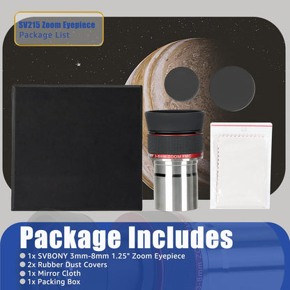 Zoom Oculair – Telescoop Oculair – Verrekijker Lens – Planetaire Oculair – 3-8mm Inzooming – Parfocaal Ontwerp – Constante Kijkhoek 56°
