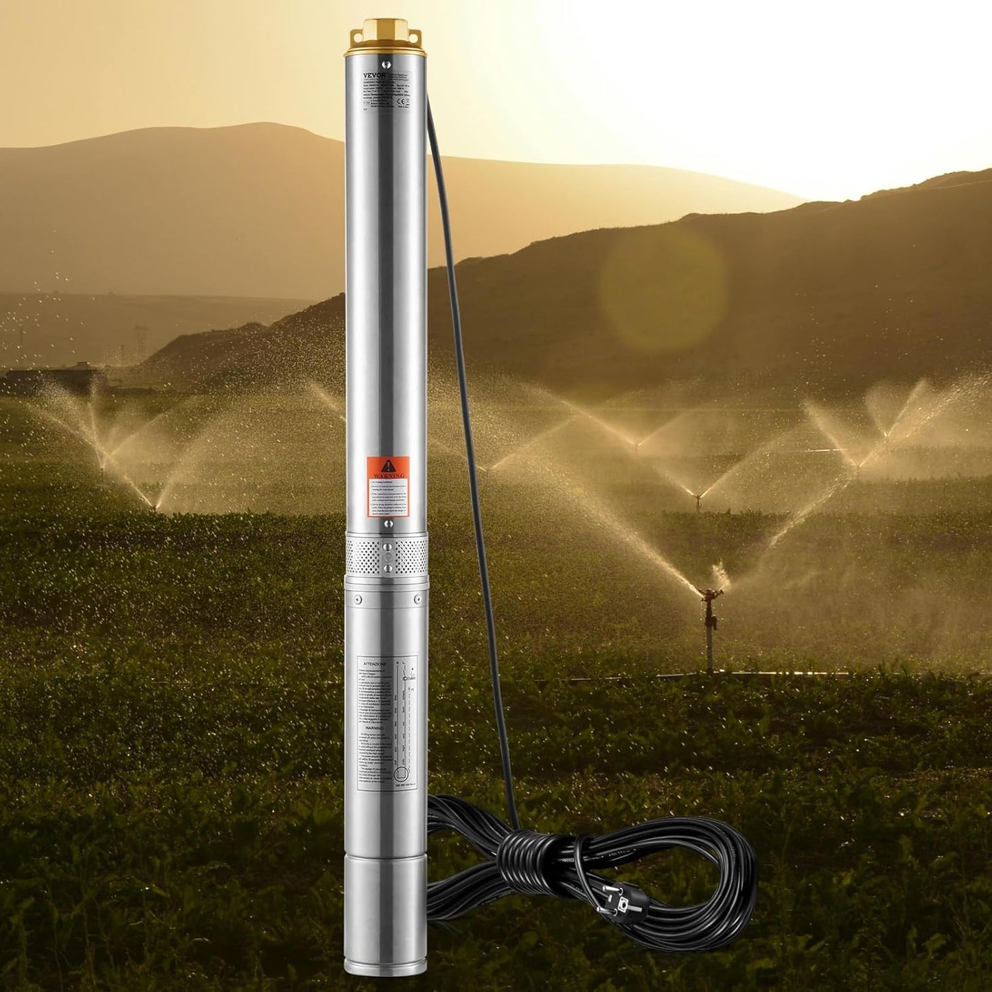 Dompelpomp Voor Diepe Putten – Diepwaterpomp – Putpomp – Waterpomp – Submersible Pump – Roestvrij Stalen Behuizing – Krachtige 1500 W Motor – 9,8 M³/U Debiet – 108 M Pompdiepte – IP68 Waterdicht