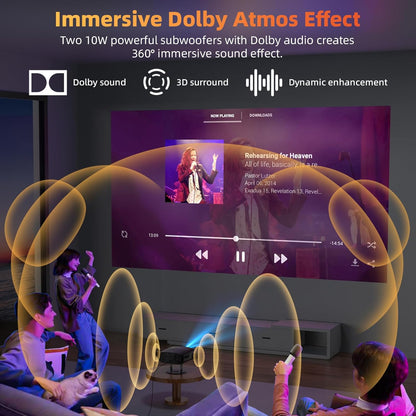 Bettdow 4K beamer [Android 9.0 & Google TV], 1080P volledig verzegeld, autofocus/trapeziumcorrectie, videoprojector ondersteunt Google Voice Assistant & Dolby Audio, zwart