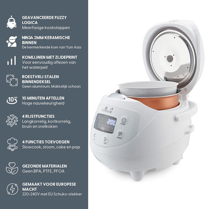 Rijstkoker – Mini Rijstkoker Wit – Multicooker – Stoomkoker – Rijststomer – 0,63 Liter Voor 1-3 Personen – 4 Rijstprogramma’s En 4 Multicooker-Functies