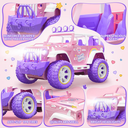 Roze Op Afstand Bestuurde Auto – RC Auto – Raceauto – Speelgoedauto – Offroad Voertuig – 1:16 Schaal – 2,4 GHz Besturing – LED Lampjes & Mist Effect