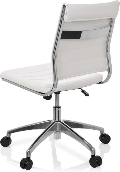 hjh OFFICE 720003 professionele bureaustoel TRISHA kunstleer wit moderne draaistoel zonder armleuningen, gewatteerde bekleding