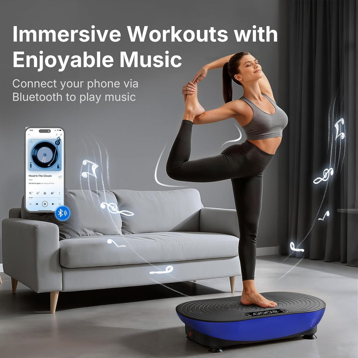 Trilplaat – Vibratieplaat – Fitnessplaat – Trainingsplatform – Spiertrainer – 99 Intensiteitsniveaus – Ingebouwde Bluetooth Speaker