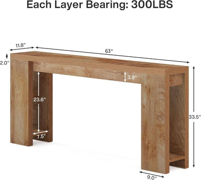 Tribesigns 160 cm Extra Long Console Table, Farmhouse Wooden Sofa Table Behind the Sofa, Narrow Accent Table for Entrance, Living Room, Hallway, Entrance, Foyer, Light Oak Brown