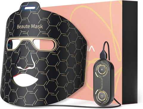 Lichttherapie - Rood Licht Therapie - LED-Therapie - LED-masker - Nabij-Infrarood Roodlicht - voor Gezicht - Flexibel Siliconen Lichttherapiemasker - voor Thuis - Gezichtsmaskers - Huidverzorging - Zwart