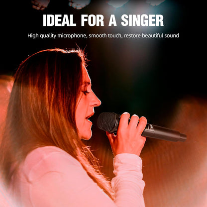 D Debra UHF draadloos microfoonsysteem, 4x16 instelbare kanalen, dynamische handheld microfoons, automatische frequentiesynchronisatie, 80m bereik voor zang en karaoke (4 microfoons)