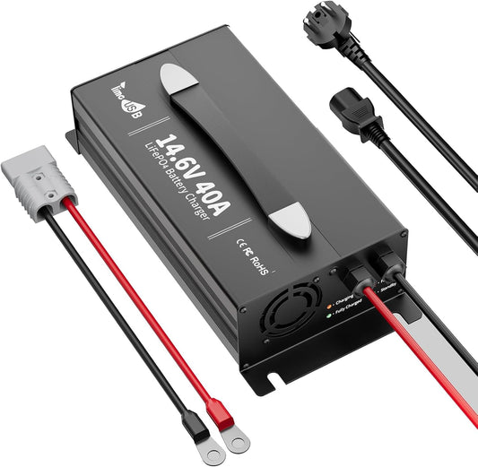 LiFePO4 Acculader – Batterijlader – Lithium Lader – 12V Accu Oplader – Slimme Snellader – 40A Laadstroom – Met Anderson-stekker en LED-display