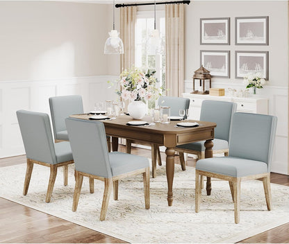COLAMY Set van 4 eetkamerstoelen, moderne eetkamerstoelen met stoffen bekleding, keukenstoelen in landelijke stijl voor restaurant en woonkamer, grijs
