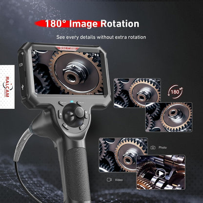 Ralcam endoscoopcamera 6,2 mm endoscoopcamera - 360° inspectiecamera met licht 5,0" HD 1280x720 pijpcamera, camera's met 6 LED's, IP67 waterdichte 1,5 m semi-rigide pijpcamera telescopische camera