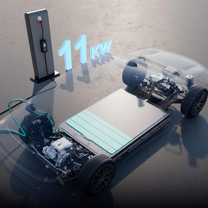 Mobile Wallbox 11 kW 5 m, 6-16 A 3-fasig type 2 oplaadkabel, draagbare EV oplader met digitaal display, instelbare stroom, mobiel laadstation voor elektrische voertuigen