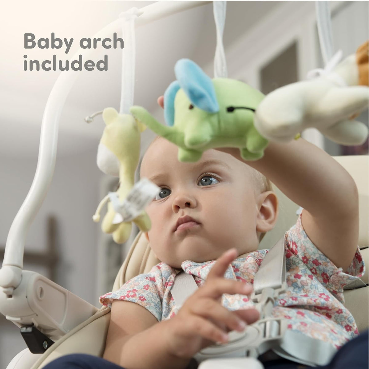 Adjustable, Collapsible, Baby High Chair with Toy Arch - Baby High Chairs with 7 Different Heights, Adjustable Seat with 5 Different Positions - QUORE