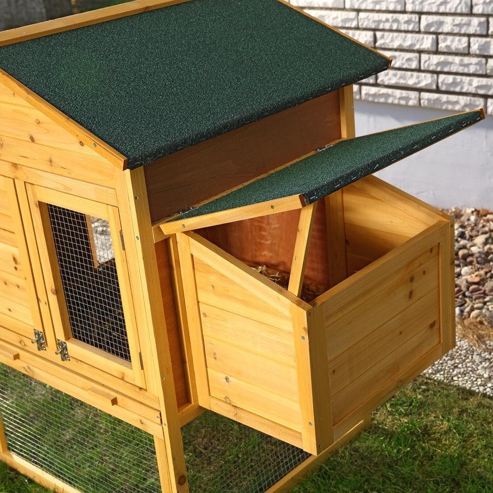 Melko Chicken Coop with Spout for 4-6 Chicken Coop 168 x 75 x 103 cm Chick Coop Chicken Aviary Including Nesting Box with Lid Holder, Weatherproof Impregnated - QUORE