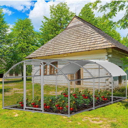 Chicken Coop Free-Range Enclosure, 3X2X2M/3X4X2M/3X6X2M/3X8X2M Galvanized Steel, Chicken House Dome Roof with Lock And Pe-Colored Tarpaulin, Easy to Clean, for Chicken Cage Bird Cage.