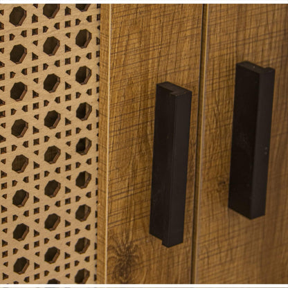 DRW Schoenenkast met 2 deuren van hout in zwart en natuur, 80 x 36 x 115 cm, hoogte: 15 cm