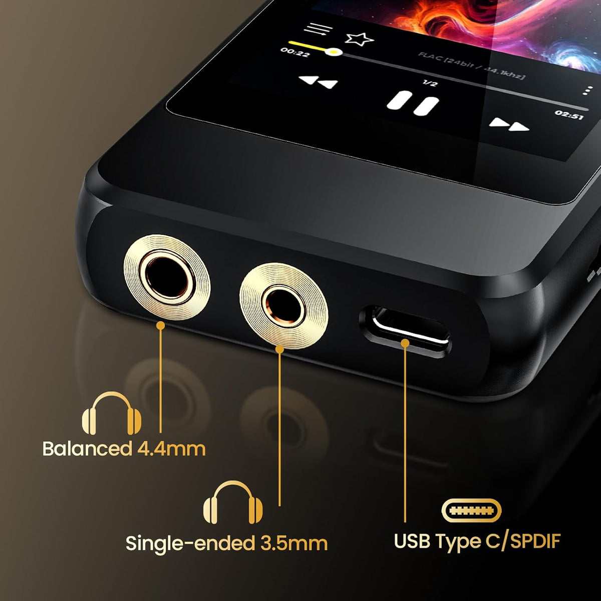 HiFi MP3 Speler – Draagbare Muziekspeler – Digitale Audio Speler – Lossless Music Player – Bluetooth 5.1 – 3,2" Touchscreen – 128GB Geheugen Uitbreidbaar Tot 512GB