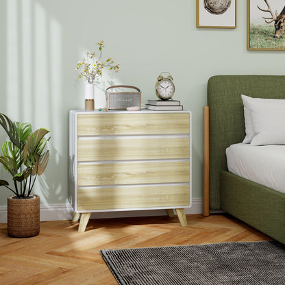 Opbergkast – Ladekast – Opbergrek – Kast – Möbel – Scandinavisch Design – 4 Lade – MDF Houtlook – 80x40x79,5 cm – Wit