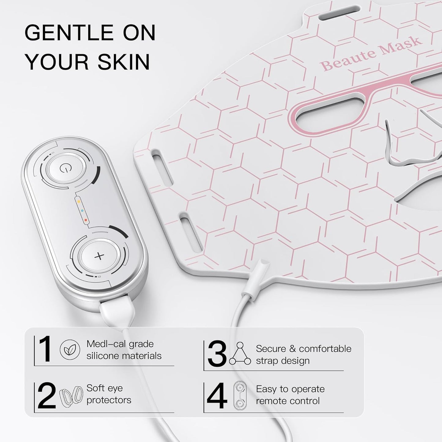 Lichttherapie - Rood Licht Therapie - LED-Therapie - LED-masker - Nabij-Infrarood Roodlicht - voor Gezicht - Flexibel Siliconen Lichttherapiemasker - voor Thuis - Gezichtsmaskers - Huidverzorging - Wit